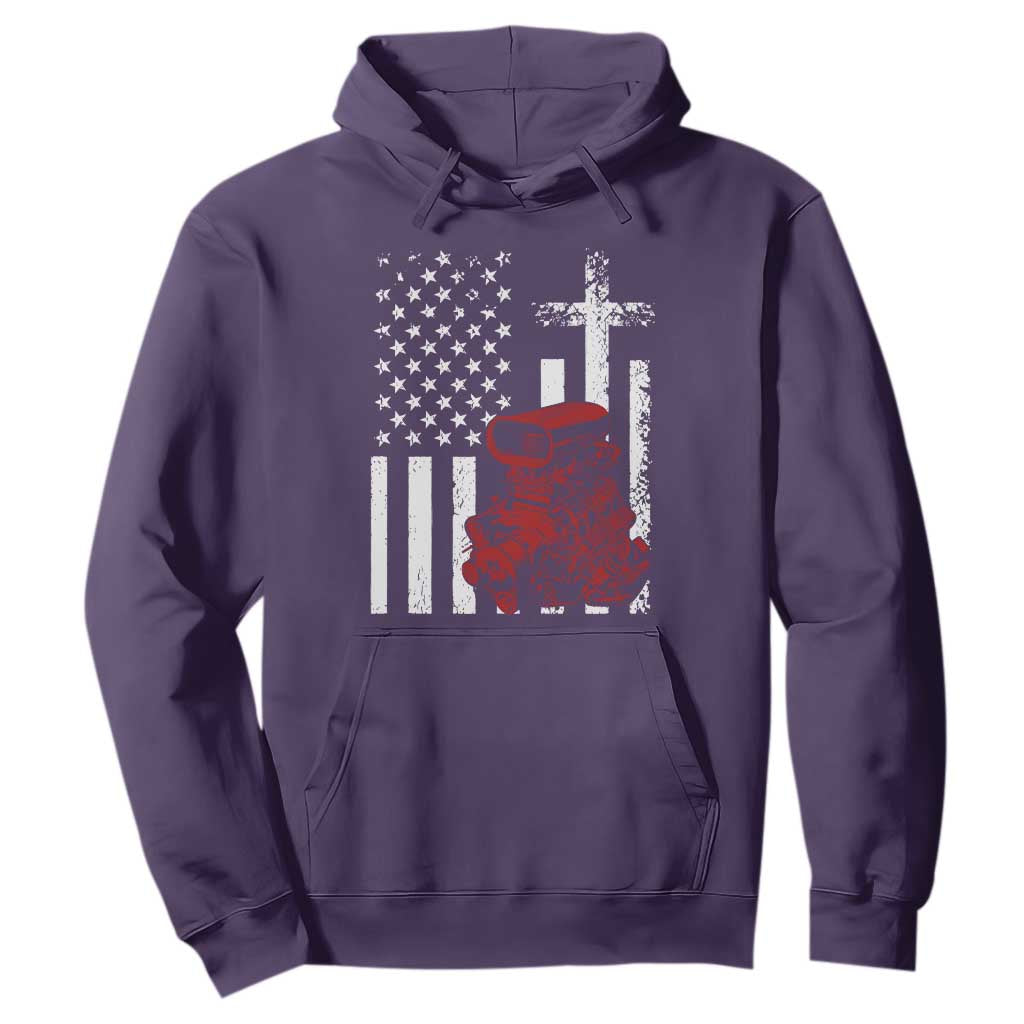 Classic Big Block Blower Hoodie Patriotic Racing Engine American Flag Christian Cross
