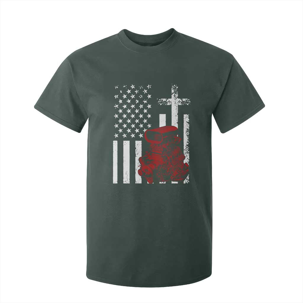 Classic Big Block Blower T Shirt For Kid Patriotic Racing Engine American Flag Christian Cross