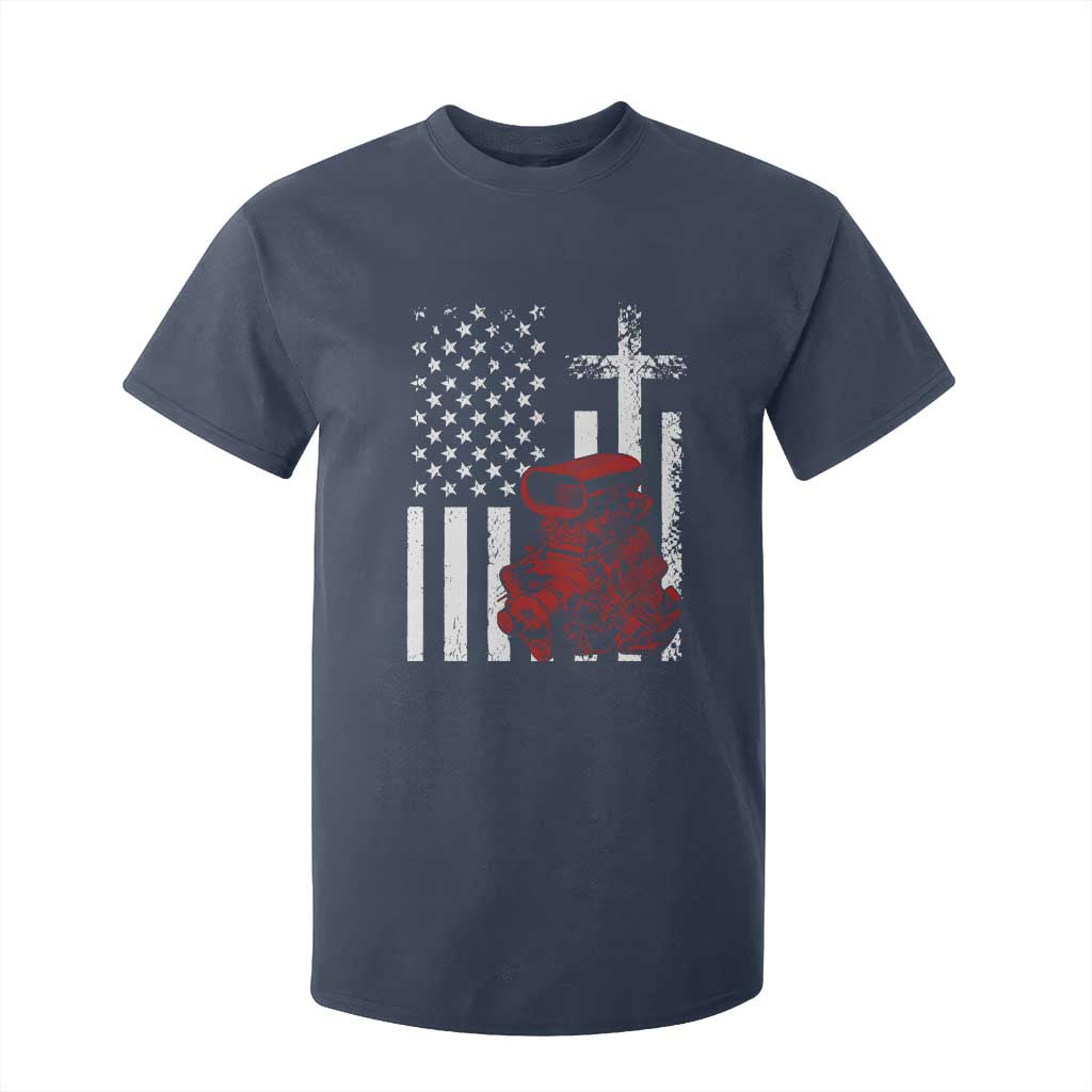 Classic Big Block Blower T Shirt For Kid Patriotic Racing Engine American Flag Christian Cross