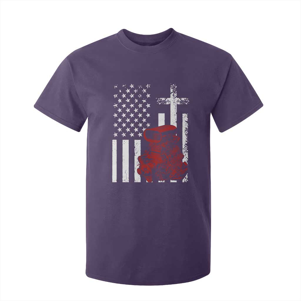 Classic Big Block Blower T Shirt For Kid Patriotic Racing Engine American Flag Christian Cross