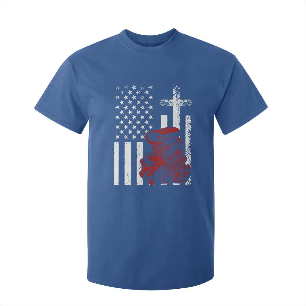 Classic Big Block Blower T Shirt For Kid Patriotic Racing Engine American Flag Christian Cross