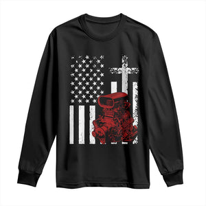 Classic Big Block Blower Long Sleeve Shirt Patriotic Racing Engine American Flag Christian Cross