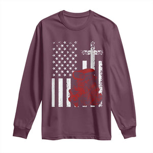 Classic Big Block Blower Long Sleeve Shirt Patriotic Racing Engine American Flag Christian Cross