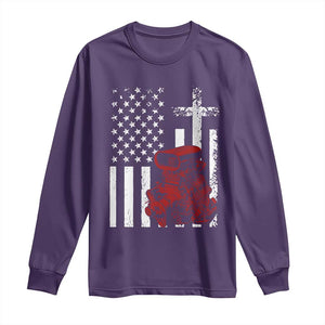 Classic Big Block Blower Long Sleeve Shirt Patriotic Racing Engine American Flag Christian Cross