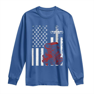 Classic Big Block Blower Long Sleeve Shirt Patriotic Racing Engine American Flag Christian Cross