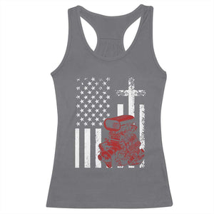 Classic Big Block Blower Racerback Tank Top Patriotic Racing Engine American Flag Christian Cross