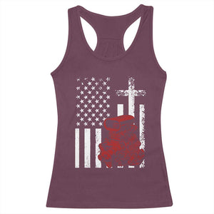 Classic Big Block Blower Racerback Tank Top Patriotic Racing Engine American Flag Christian Cross