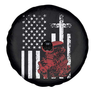Classic Big Block Blower Spare Tire Cover Patriotic Racing Engine American Flag Christian Cross TS14 Print Your Wear