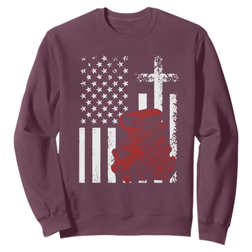 Classic Big Block Blower Sweatshirt Patriotic Racing Engine American Flag Christian Cross