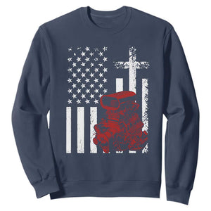 Classic Big Block Blower Sweatshirt Patriotic Racing Engine American Flag Christian Cross