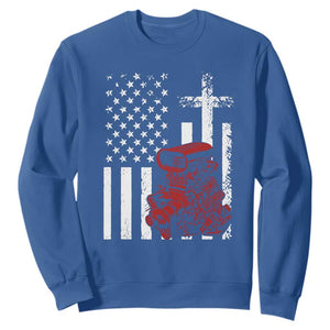 Classic Big Block Blower Sweatshirt Patriotic Racing Engine American Flag Christian Cross