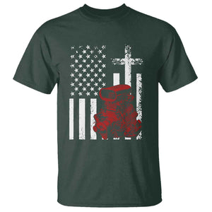Classic Big Block Blower T Shirt Patriotic Racing Engine American Flag Christian Cross