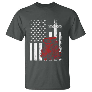 Classic Big Block Blower T Shirt Patriotic Racing Engine American Flag Christian Cross