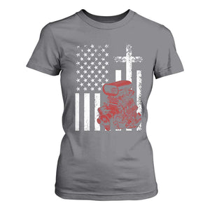 Classic Big Block Blower T Shirt For Women Patriotic Racing Engine American Flag Christian Cross