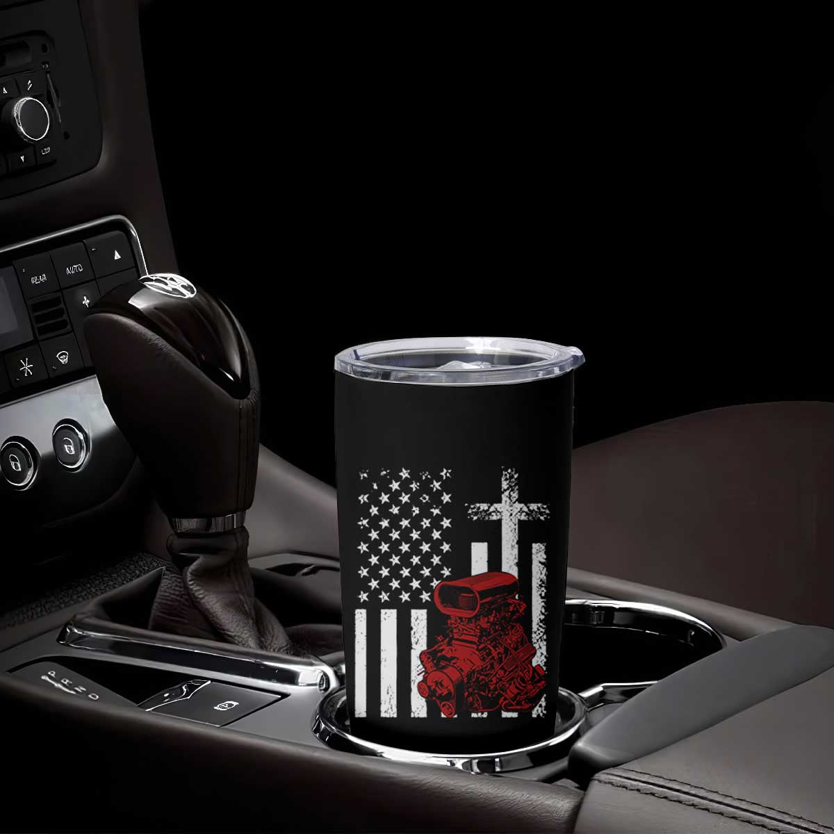 Classic Big Block Blower Tumbler Cup Patriotic Racing Engine American Flag Christian Cross TS14 Print Your Wear