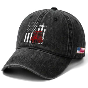 Classic Big Block Blower Washed Cotton Baseball Cap Patriotic Racing Engine American Flag Christian Cross