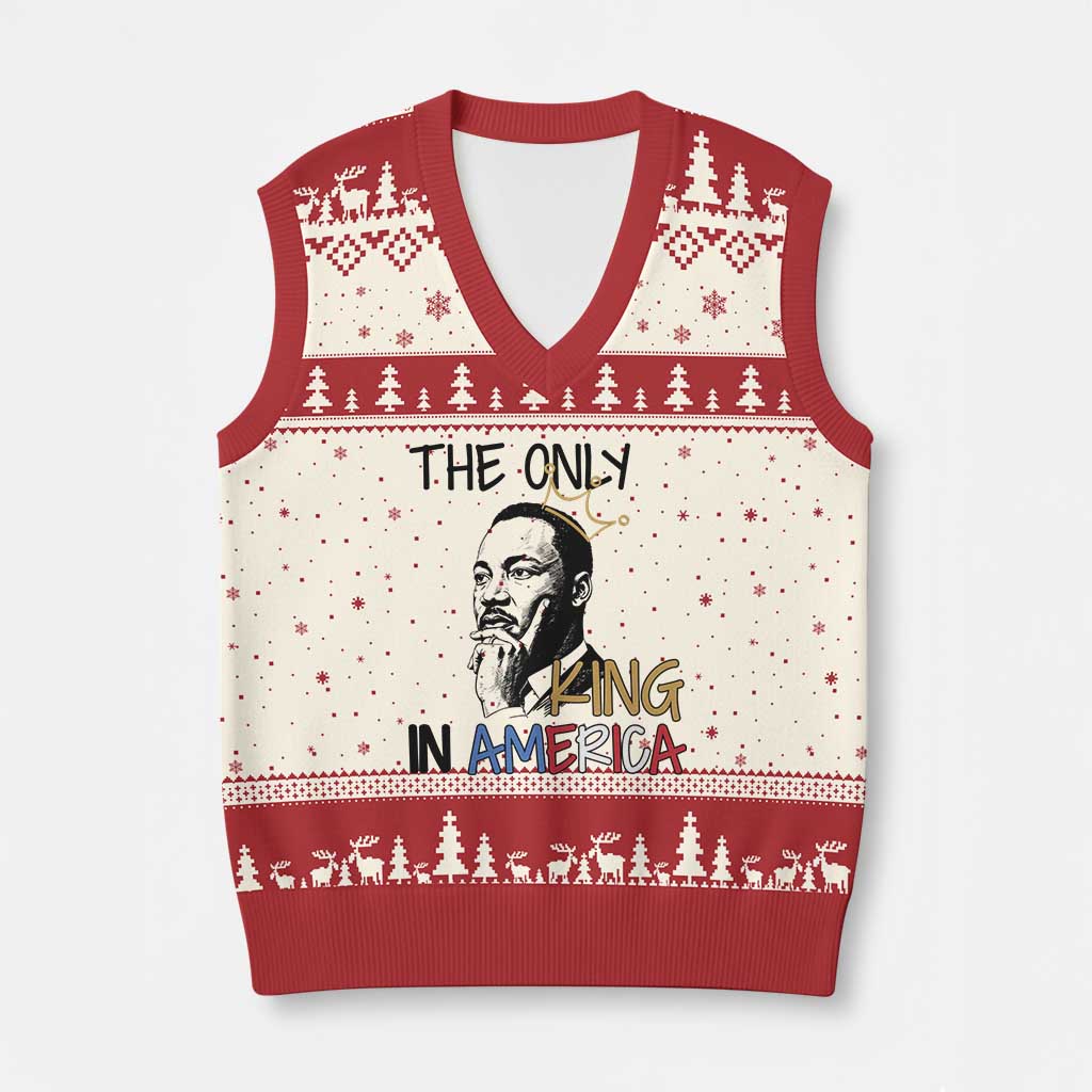 Martin Luther King Jr V-Neck Knit Sweater Vest The Only King An America TS14 Beige Red Print Your Wear