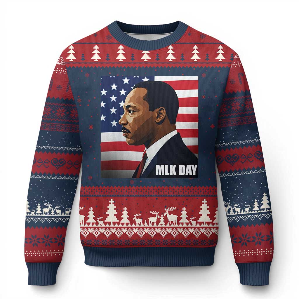 Martin Luther King Jr Ugly Christmas Sweater Human Rights TS14 Navy Red Print Your Wear