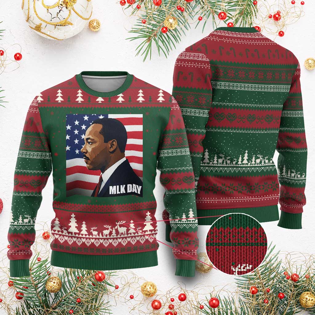 Martin Luther King Jr Ugly Christmas Sweater Human Rights TS14 Red Green Print Your Wear