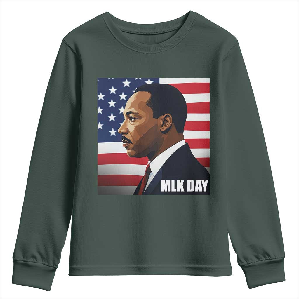 Martin Luther King Jr Youth Sweatshirt Human Rights TS14 Dark Forest Green Print Your Wear