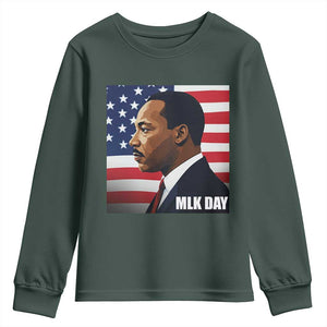 Martin Luther King Jr Youth Sweatshirt Human Rights TS14 Dark Forest Green Print Your Wear