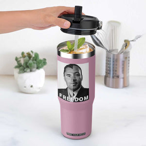 Freedom Charlie Kirk Flip Straw Tumbler Martin Luther King Jr TS14 One Size: 30 oz Light Pink Print Your Wear
