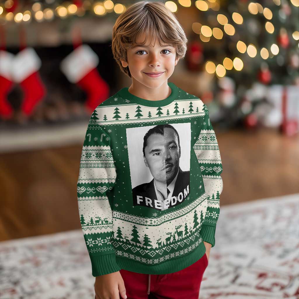 Freedom Charlie Kirk Ugly Christmas Sweater Martin Luther King Jr TS14 Forest Green Beige Print Your Wear