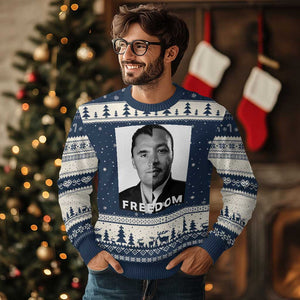 Freedom Charlie Kirk Ugly Christmas Sweater Martin Luther King Jr TS14 Navy Beige Print Your Wear