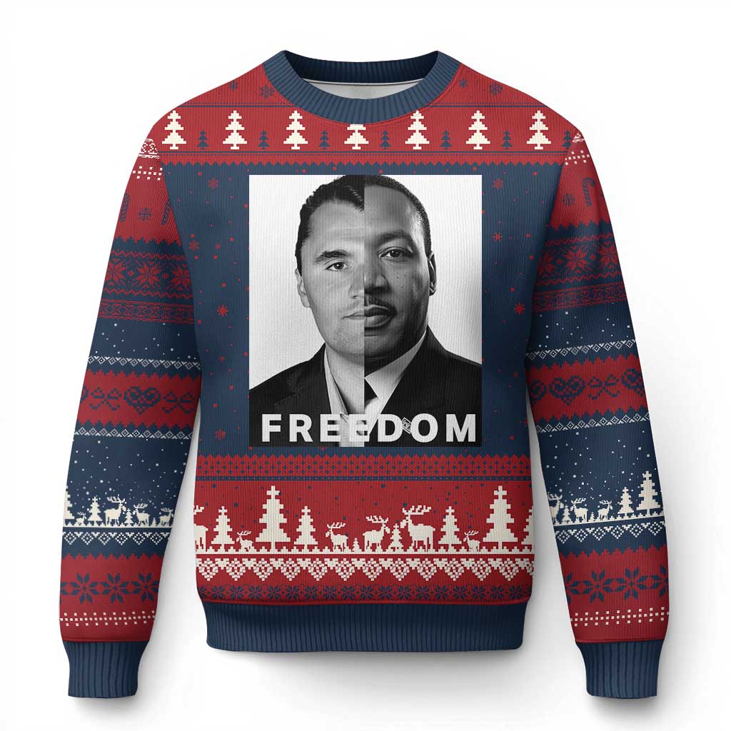 Freedom Charlie Kirk Ugly Christmas Sweater Martin Luther King Jr TS14 Navy Red Print Your Wear
