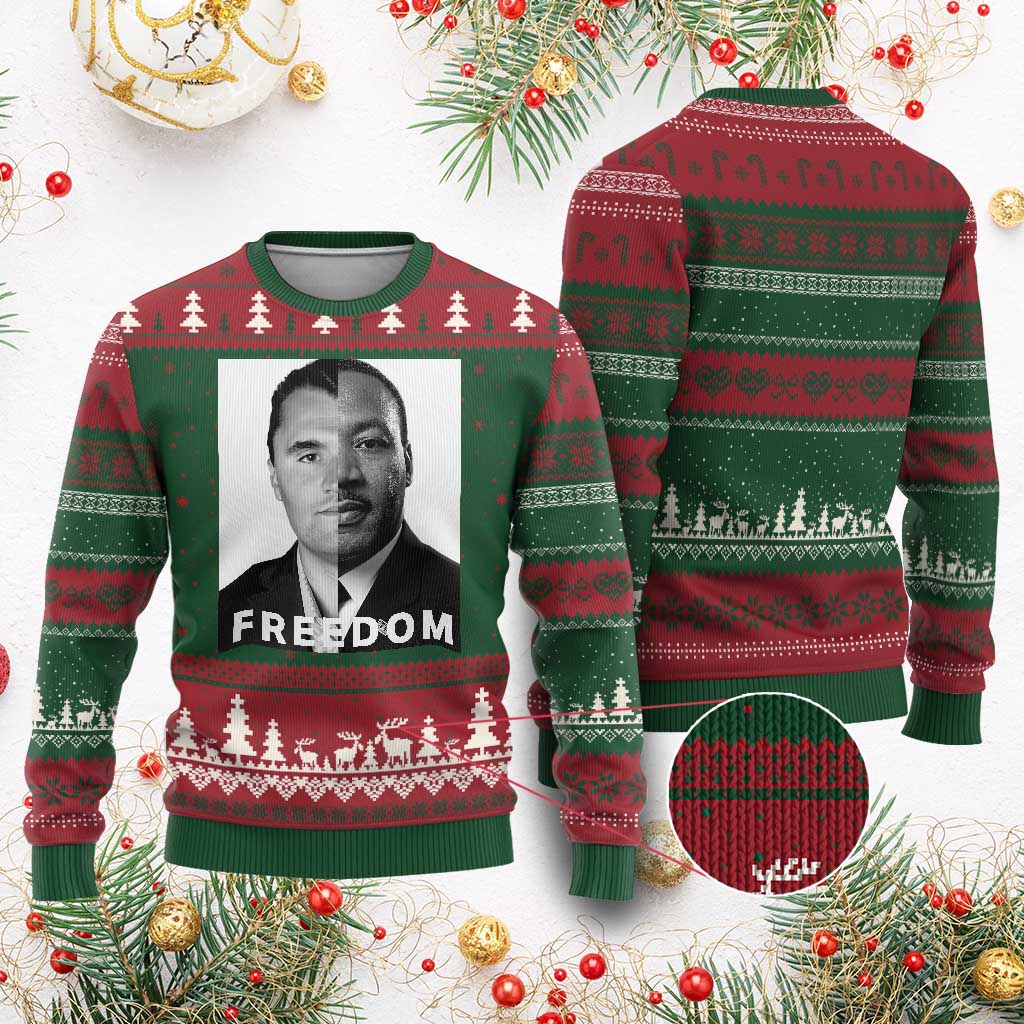 Freedom Charlie Kirk Ugly Christmas Sweater Martin Luther King Jr TS14 Red Green Print Your Wear