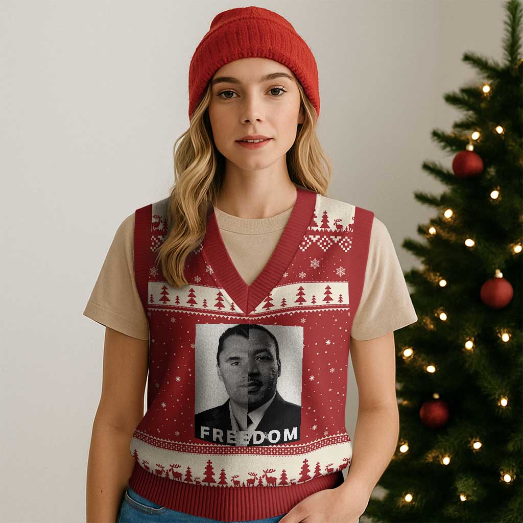 Freedom Charlie Kirk V-Neck Knit Sweater Vest Martin Luther King Jr TS14 Red Beige Print Your Wear