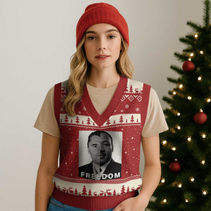 Freedom Charlie Kirk V-Neck Knit Sweater Vest Martin Luther King Jr TS14 Red Beige Print Your Wear