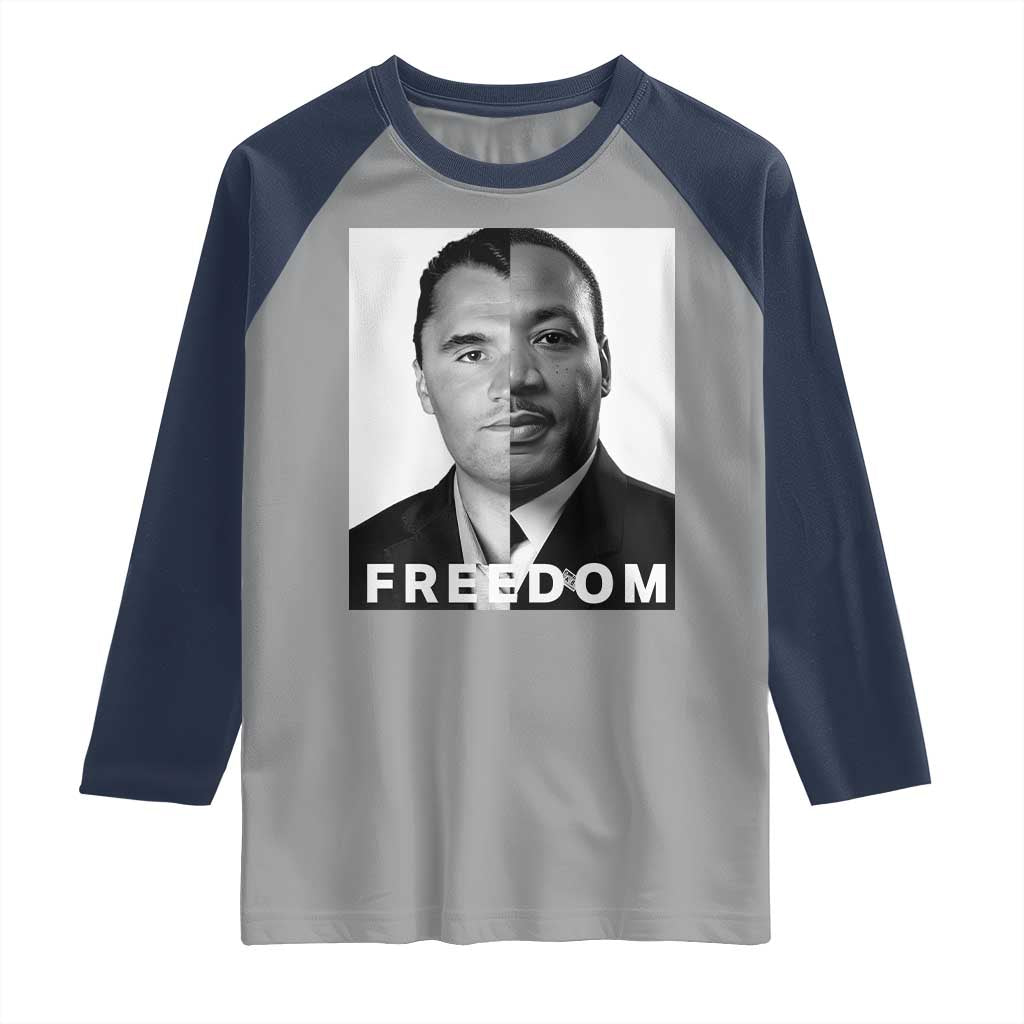 Freedom Charlie Kirk Raglan Shirt Martin Luther King Jr TS14 Sport Gray Navy Print Your Wear