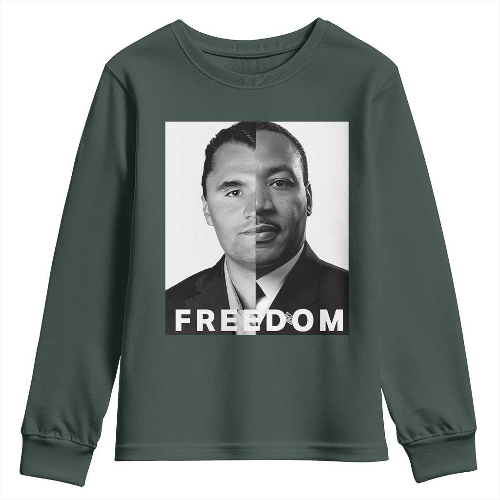 Freedom Charlie Kirk Youth Sweatshirt Martin Luther King Jr TS14 Dark Forest Green Print Your Wear