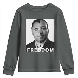 Freedom Charlie Kirk Youth Sweatshirt Martin Luther King Jr TS14 Dark Heather Print Your Wear
