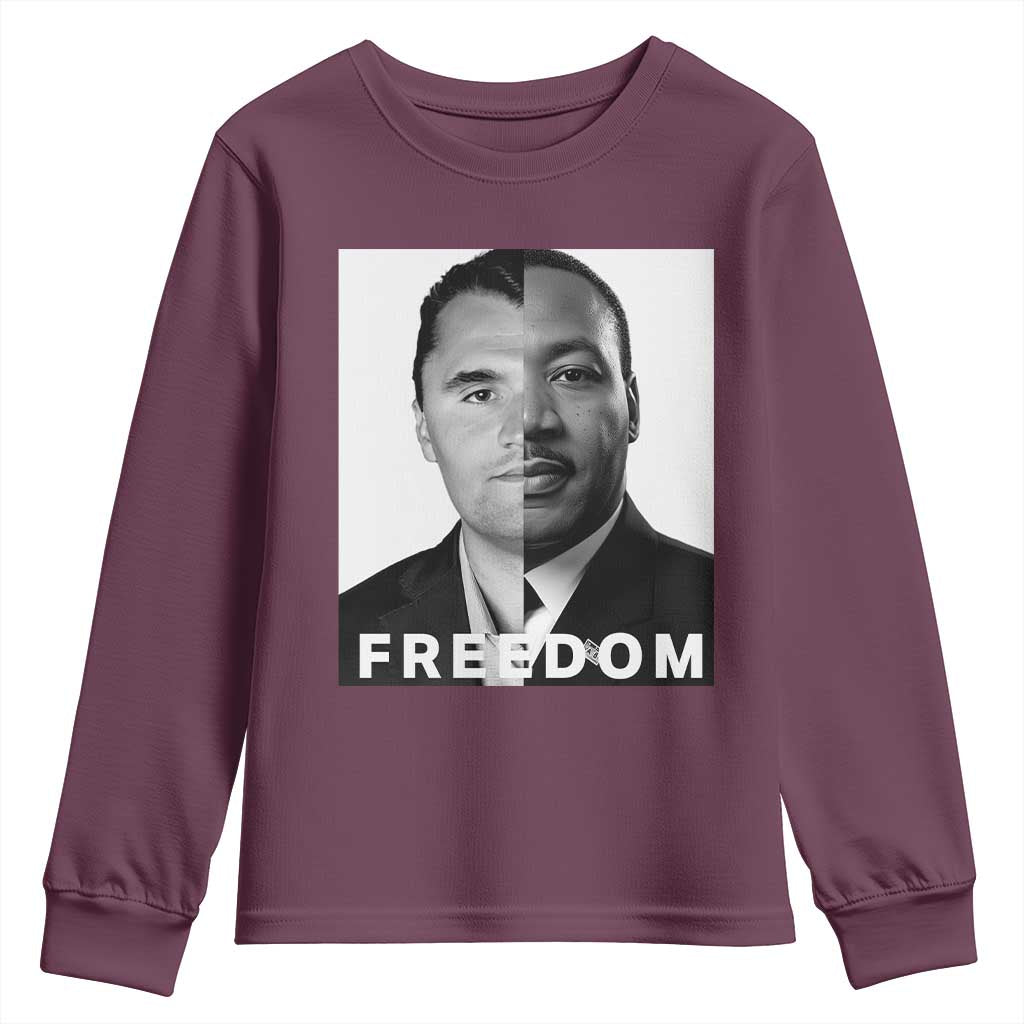 Freedom Charlie Kirk Youth Sweatshirt Martin Luther King Jr TS14 Maroon Print Your Wear