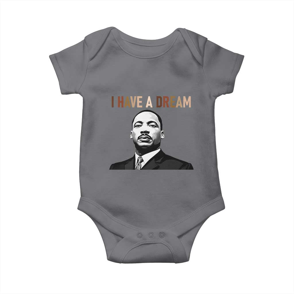 Martin Luther King Jr Baby Onesie I Have a Dream Cool Melanin Black History TS14 Charcoal Print Your Wear