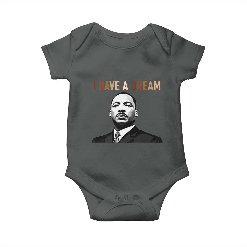 Martin Luther King Jr Baby Onesie I Have a Dream Cool Melanin Black History TS14 Dark Heather Print Your Wear