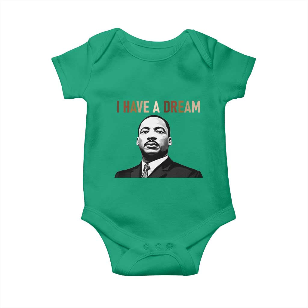 Martin Luther King Jr Baby Onesie I Have a Dream Cool Melanin Black History TS14 Irish Green Print Your Wear