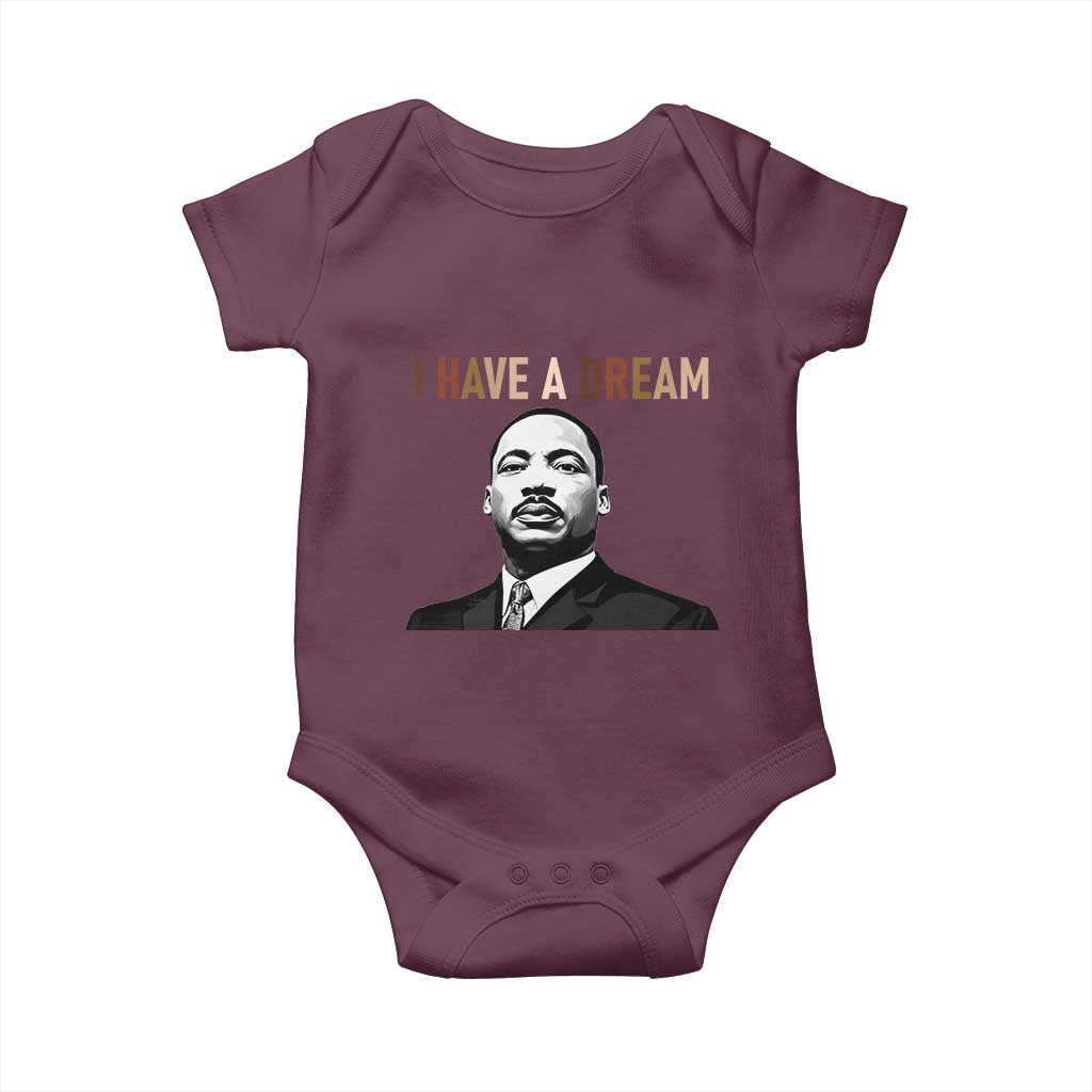 Martin Luther King Jr Baby Onesie I Have a Dream Cool Melanin Black History TS14 Maroon Print Your Wear