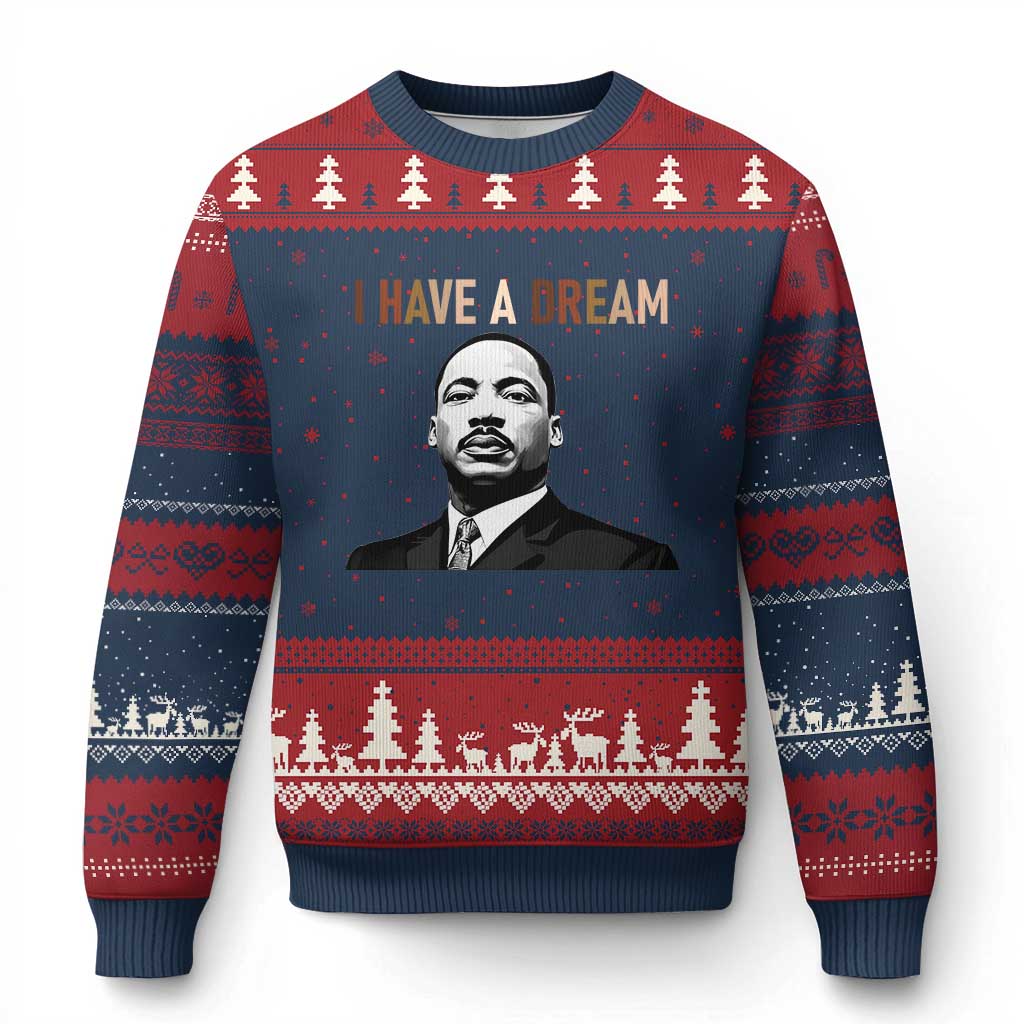 Martin Luther King Jr Ugly Christmas Sweater I Have a Dream Cool Melanin Black History TS14 Navy Red Print Your Wear