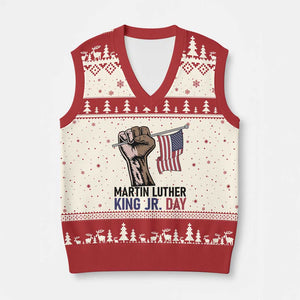 Martin Luther King Jr V-Neck Knit Sweater Vest Black History Month TS14 Beige Red Print Your Wear