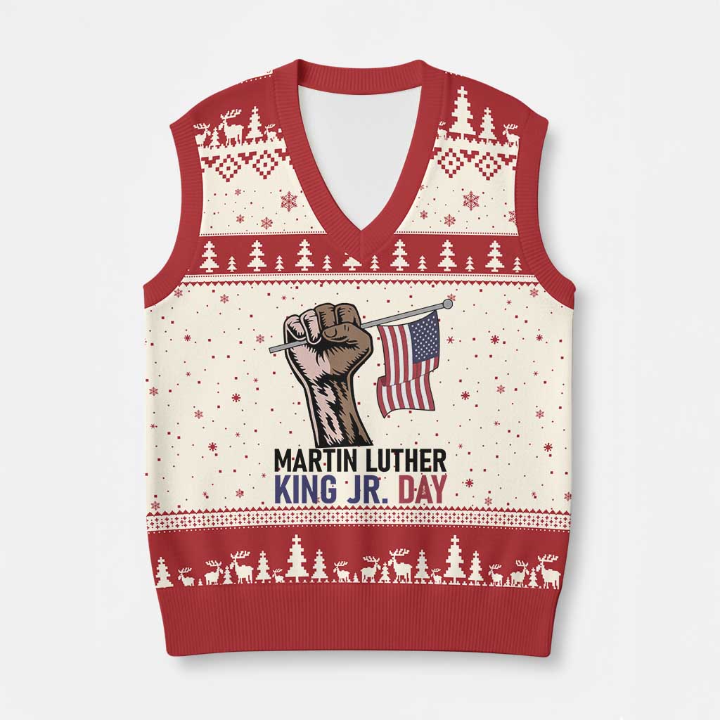 Martin Luther King Jr V-Neck Knit Sweater Vest Black History Month TS14 Beige Red Print Your Wear