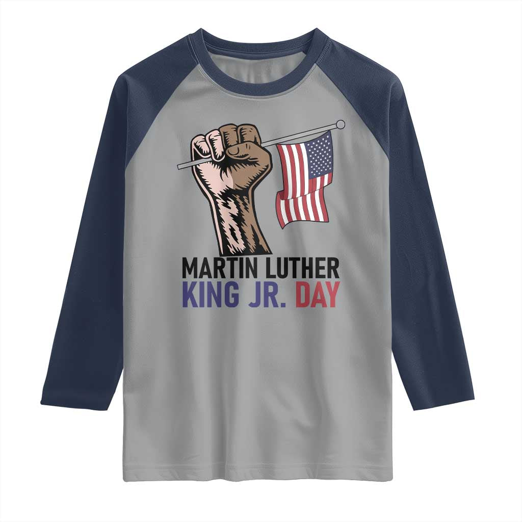Martin Luther King Jr Raglan Shirt Black History Month TS14 Sport Gray Navy Print Your Wear