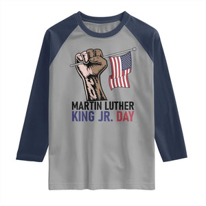 Martin Luther King Jr Raglan Shirt Black History Month TS14 Sport Gray Navy Print Your Wear