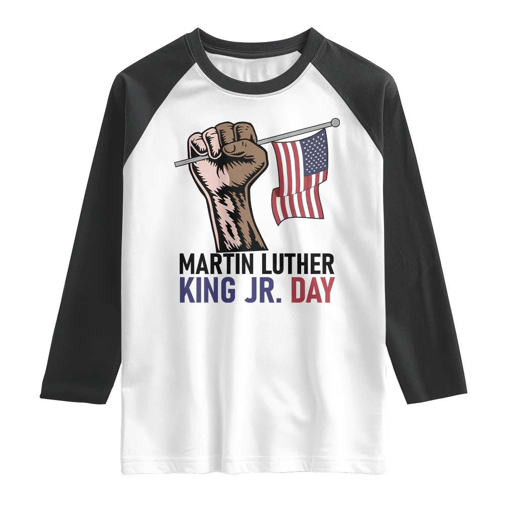 Martin Luther King Jr Raglan Shirt Black History Month TS14 White Black Print Your Wear