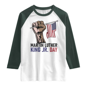 Martin Luther King Jr Raglan Shirt Black History Month TS14 White Dark Forest Green Print Your Wear