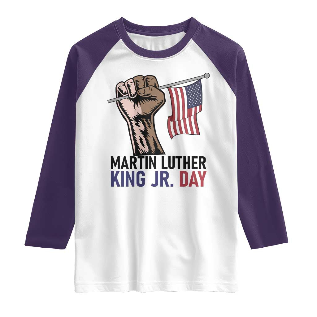Martin Luther King Jr Raglan Shirt Black History Month TS14 White Purple Print Your Wear