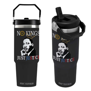 Martin Luther King Jr Flip Straw Tumbler No Kings Just Justice TS14 One Size: 30 oz Black Print Your Wear