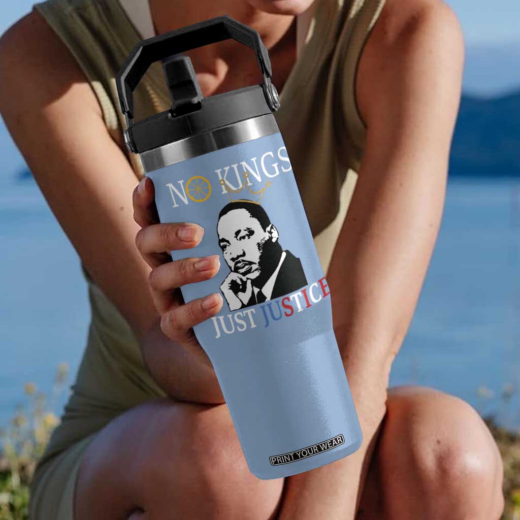 Martin Luther King Jr Flip Straw Tumbler No Kings Just Justice TS14 One Size: 30 oz Light Blue Print Your Wear